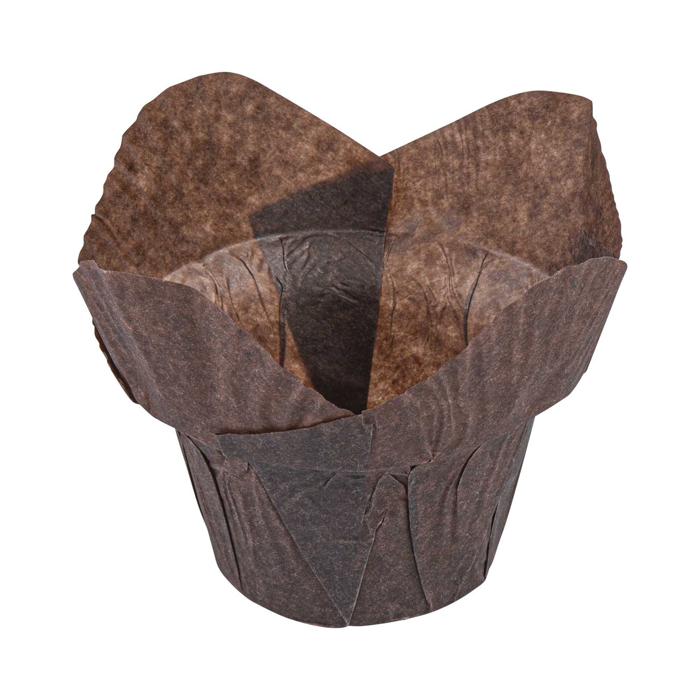 Panificio 6 oz Daffodil Brown Paper Baking Cup - Greaseproof - 3 1/4" x 3 1/4" x 3" - 200 count box