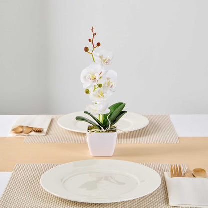 Fiore White Plastic Orchid in Plastic Pot - 5 blooms - 4" x 4" x 13" - 1 count box