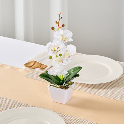 Fiore White Plastic Orchid in Plastic Pot - 5 Blooms - 4" x 4" x 13" - 12 count box