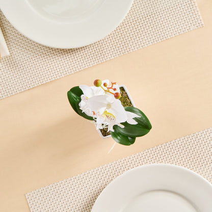 Fiore White Plastic Orchid in Plastic Pot - 5 Blooms - 4" x 4" x 13" - 12 count box