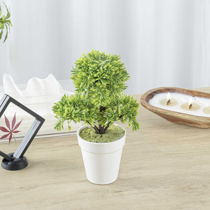 Fiore Green Plastic Petite Green Tree in Plastic Pot - 7" x 4" x 11" - 1 count box