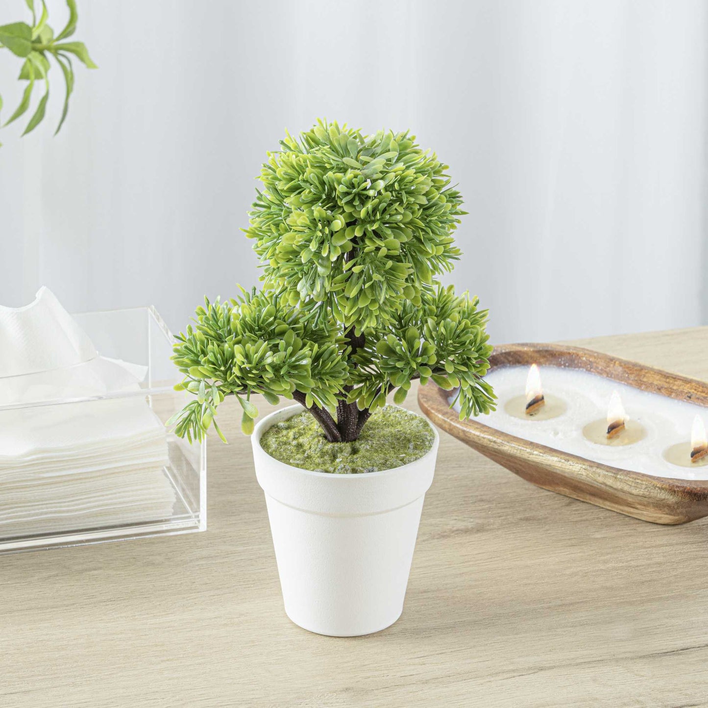 Fiore Green Plastic Petite Green Tree in Plastic Pot - 7" x 4" x 11" - 1 count box