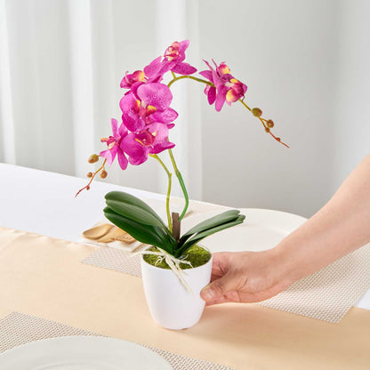 Fiore Magenta Plastic Moth Orchid in Plastic Pot - 8 Blooms - 4" x 4" x 15" - 1 count box