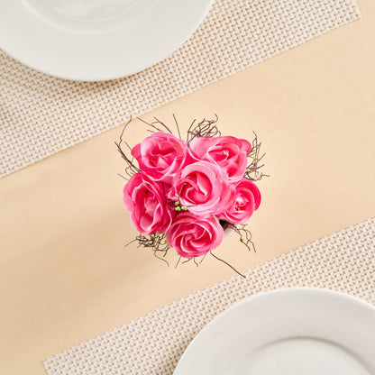 Fiore Pink Plastic Roses in Plastic Pot - 6 Blooms - 4" x 4" x 6" - 1 count box