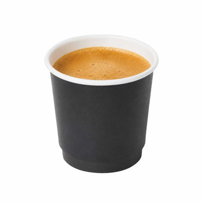Restpresso 4 oz Black Paper Coffee Cup - Double Wall - 2 1/2" x 2 1/2" x 2 1/4" - 25 count box