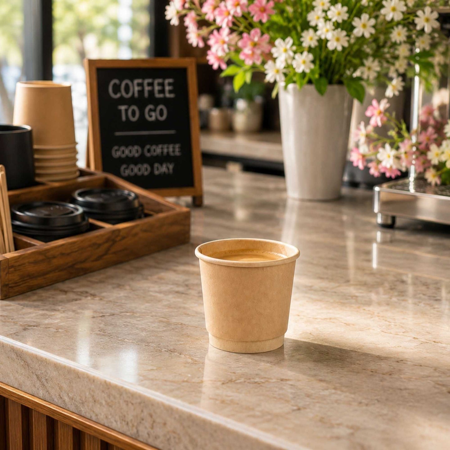 Restpresso 4 oz Kraft Paper Coffee Cup - Double Wall - 2 1/2" x 2 1/2" x 2 1/4" - 500 count box