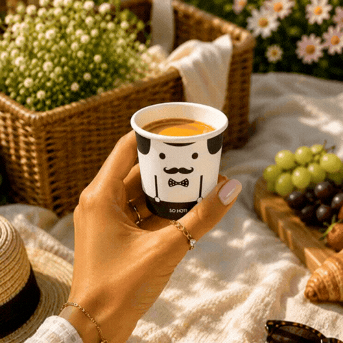 Restpresso 4 oz Monsieur Paper Coffee Cup - Double Wall - 2 1/2" x 2 1/2" x 2 1/4" - 25 count box