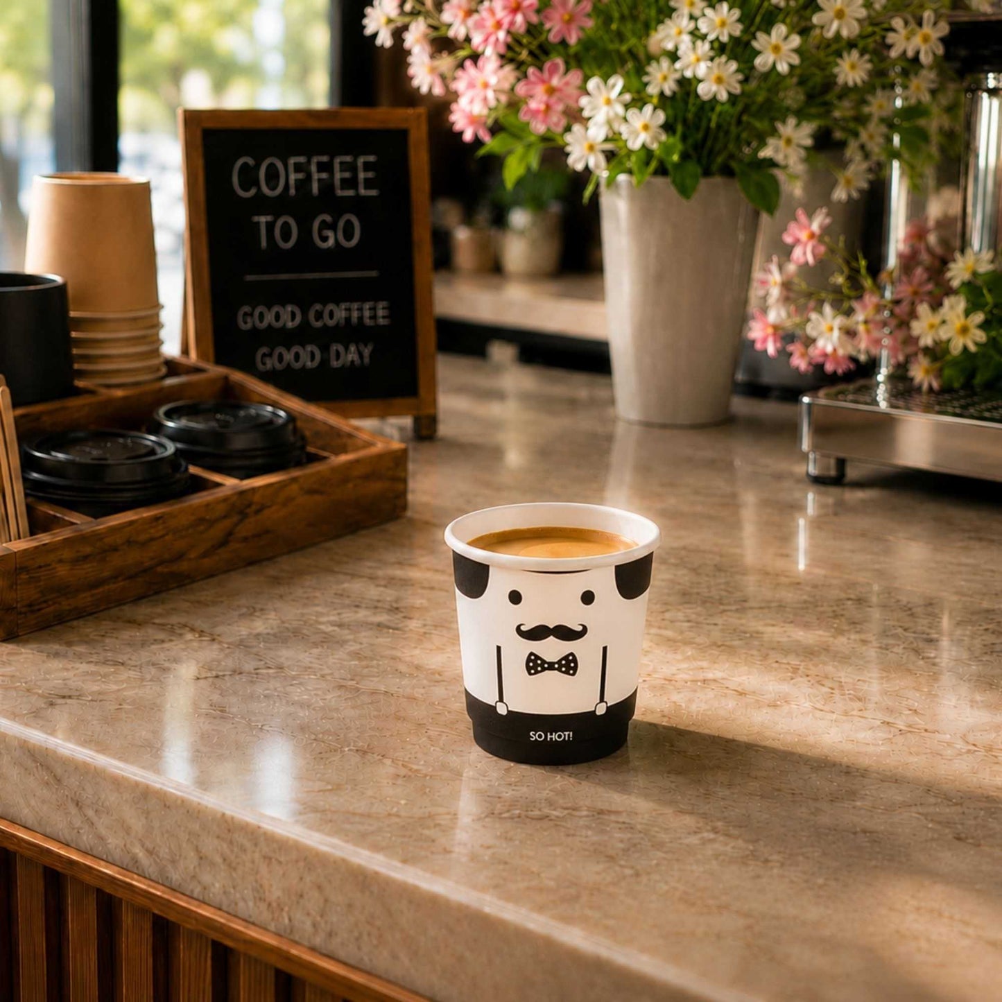 Restpresso 4 oz Monsieur Paper Coffee Cup - Double Wall - 2 1/2" x 2 1/2" x 2 1/4" - 25 count box