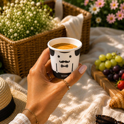 Restpresso 4 oz Monsieur Paper Coffee Cup - Double Wall - 2 1/2" x 2 1/2" x 2 1/4" - 25 count box