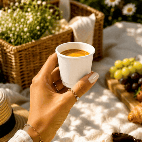 Restpresso 4 oz White Paper Coffee Cup - Double Wall - 2 1/2" x 2 1/2" x 2 1/4" - 500 count box