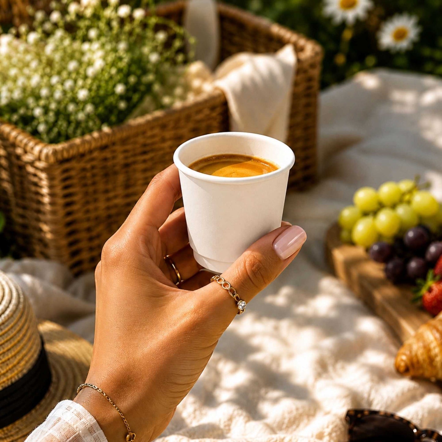 Restpresso 4 oz White Paper Coffee Cup - Double Wall - 2 1/2" x 2 1/2" x 2 1/4" - 500 count box
