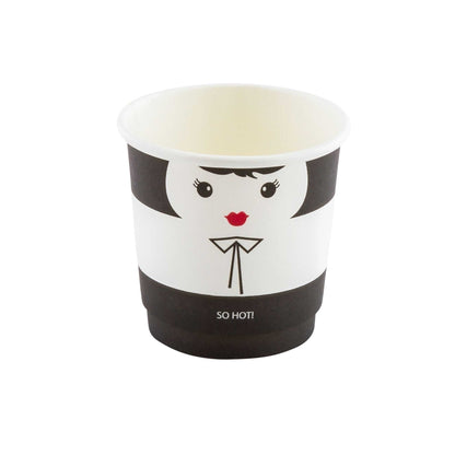 Restpresso 4 oz Madame Paper Coffee Cup - Double Wall - 2 1/2" x 2 1/2" x 2 1/4" - 25 count box