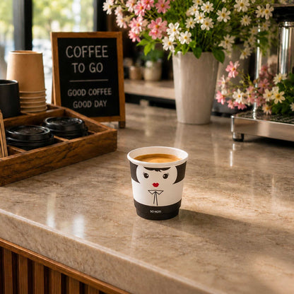 Restpresso 4 oz Madame Paper Coffee Cup - Double Wall - 2 1/2" x 2 1/2" x 2 1/4" - 500 count box