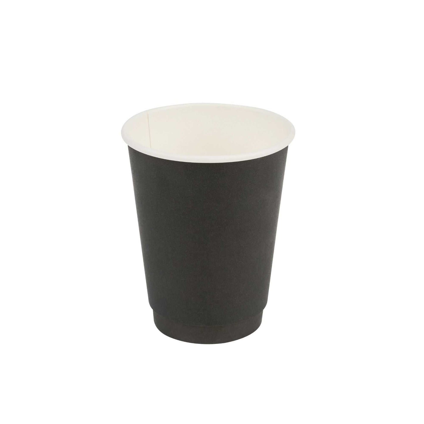 12 oz Black Paper Coffee Cup - Double Wall - 3 1/2" x 3 1/2" x 4 1/4" - 500 count box