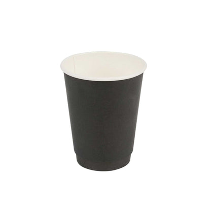 Restpresso 12 oz Black Paper Coffee Cup - Double Wall - 3 1/2" x 3 1/2" x 4 1/4" - 25 count box