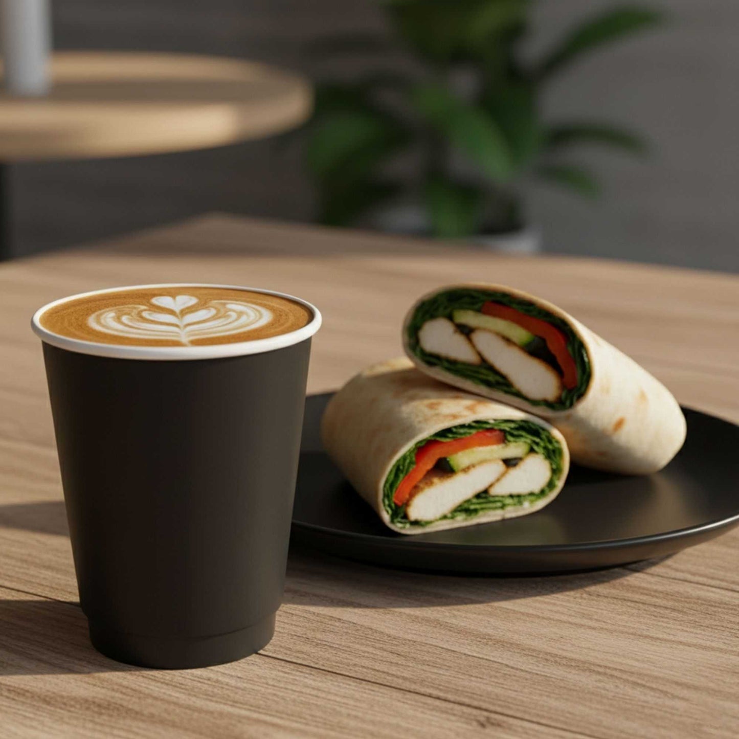 Restpresso 12 oz Black Paper Coffee Cup - Double Wall - 3 1/2" x 3 1/2" x 4 1/4" - 25 count box