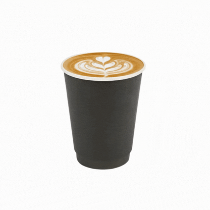 12 oz Black Paper Coffee Cup - Double Wall - 3 1/2" x 3 1/2" x 4 1/4" - 500 count box