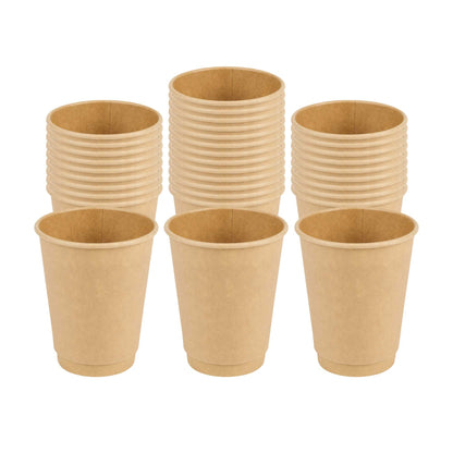 Restpresso 12 oz Kraft Paper Coffee Cup - Double Wall - 3 1/2" x 3 1/2" x 4 1/4" - 500 count box