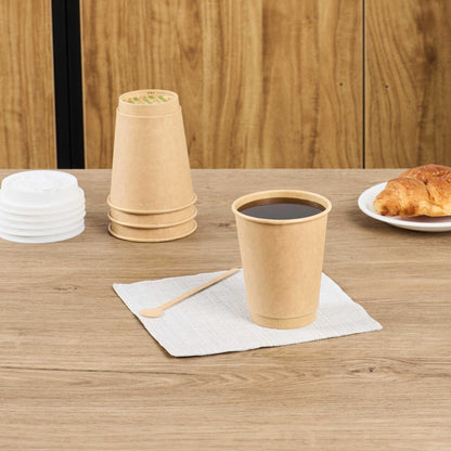 Restpresso 12 oz Kraft Paper Coffee Cup - Double Wall - 3 1/2" x 3 1/2" x 4 1/4" - 25 count box