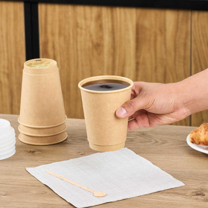 Restpresso 12 oz Kraft Paper Coffee Cup - Double Wall - 3 1/2" x 3 1/2" x 4 1/4" - 500 count box
