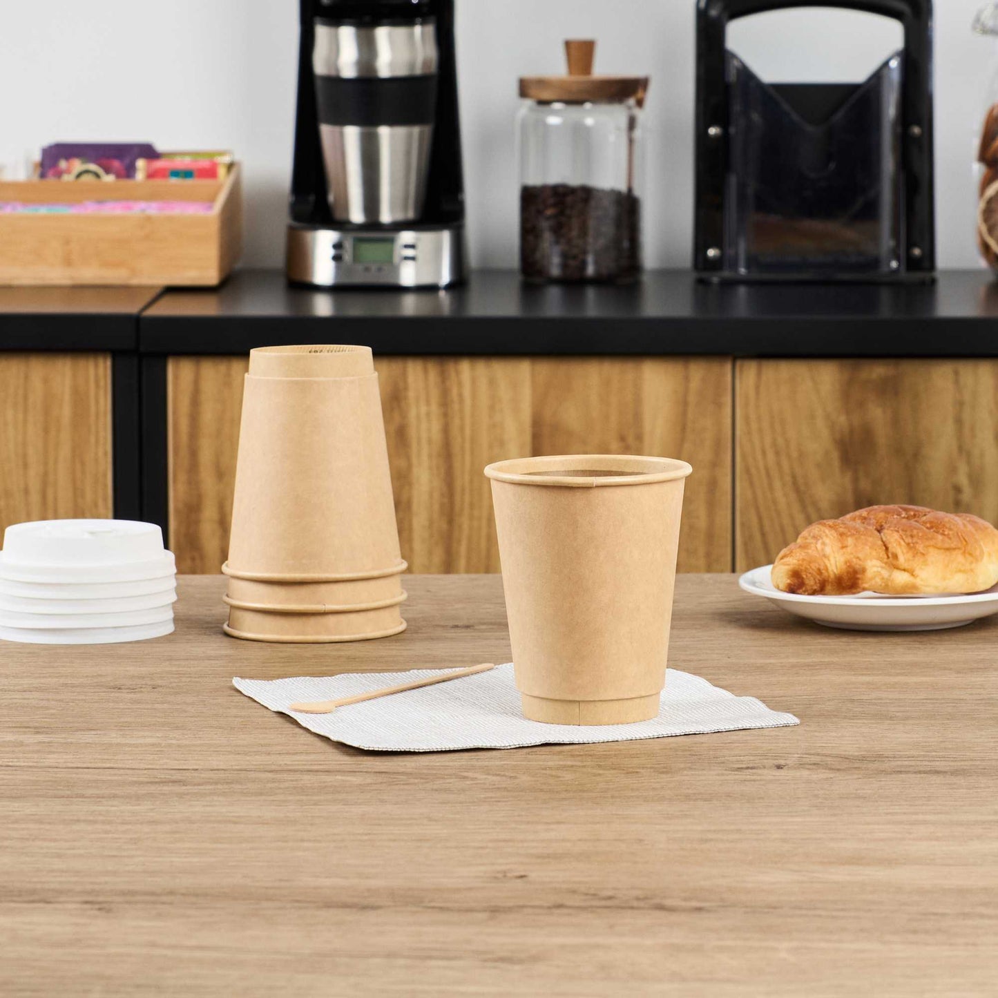Restpresso 12 oz Kraft Paper Coffee Cup - Double Wall - 3 1/2" x 3 1/2" x 4 1/4" - 500 count box