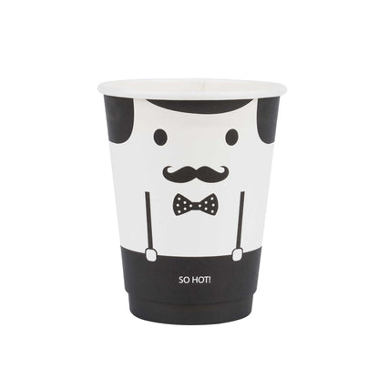 Restpresso 12 oz Monsieur Paper Coffee Cup - Double Wall - 3 1/2" x 3 1/2" x 4 1/4" - 500 count box