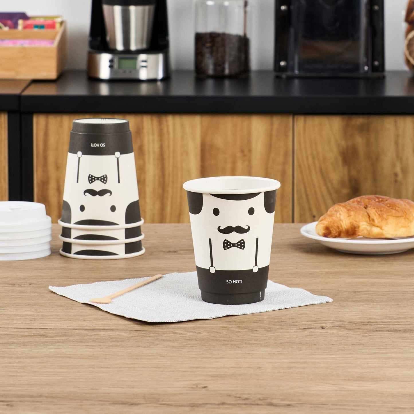 Restpresso 12 oz Monsieur Paper Coffee Cup - Double Wall - 3 1/2" x 3 1/2" x 4 1/4" - 500 count box