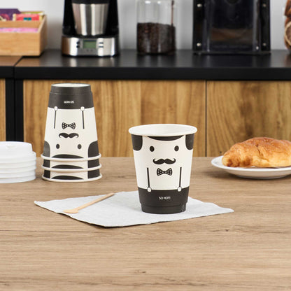 Restpresso 12 oz Monsieur Paper Coffee Cup - Double Wall - 3 1/2" x 3 1/2" x 4 1/4" - 500 count box