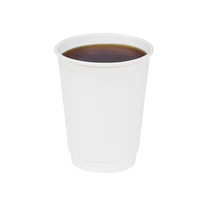 Restpresso 12 oz White Paper Coffee Cup - Double Wall - 3 1/2" x 3 1/2" x 4 1/4" - 25 count box