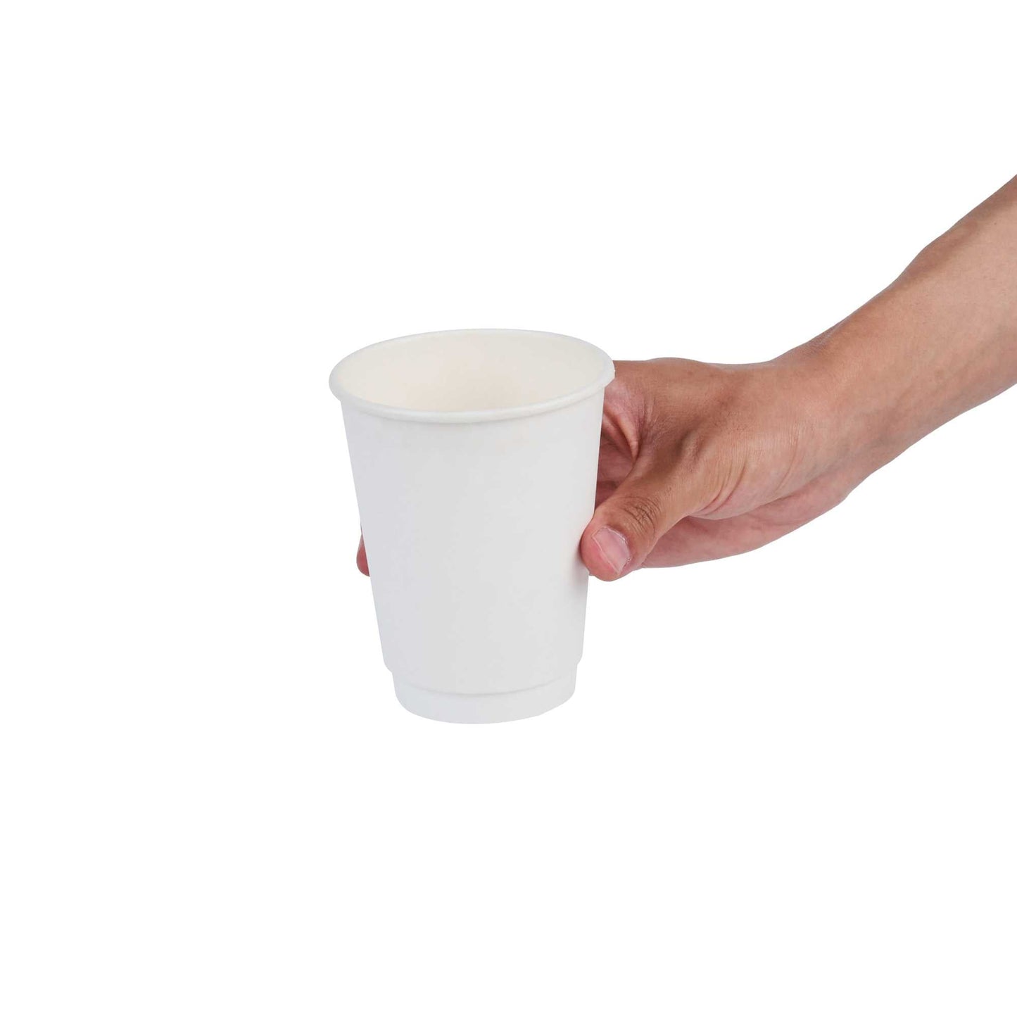 Restpresso 12 oz White Paper Coffee Cup - Double Wall - 3 1/2" x 3 1/2" x 4 1/4" - 25 count box