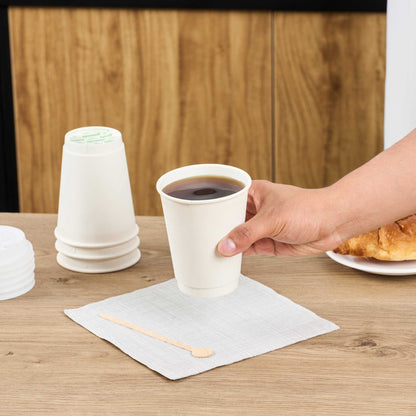 Restpresso 12 oz White Paper Coffee Cup - Double Wall - 3 1/2" x 3 1/2" x 4 1/4" - 25 count box