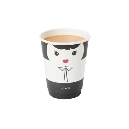 Restpresso 12 oz Madame Paper Coffee Cup - Double Wall - 3 1/2" x 3 1/2" x 4 1/4" - 25 count box