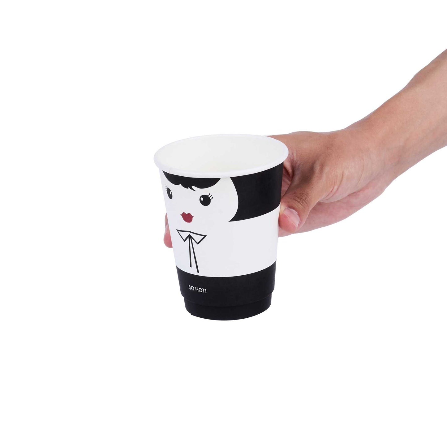 Restpresso 12 oz Madame Paper Coffee Cup - Double Wall - 3 1/2" x 3 1/2" x 4 1/4" - 25 count box