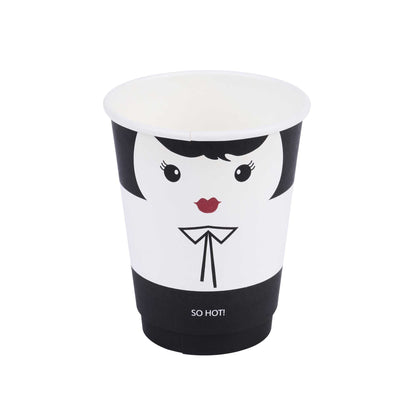 Restpresso 12 oz Madame Paper Coffee Cup - Double Wall - 3 1/2" x 3 1/2" x 4 1/4" - 25 count box