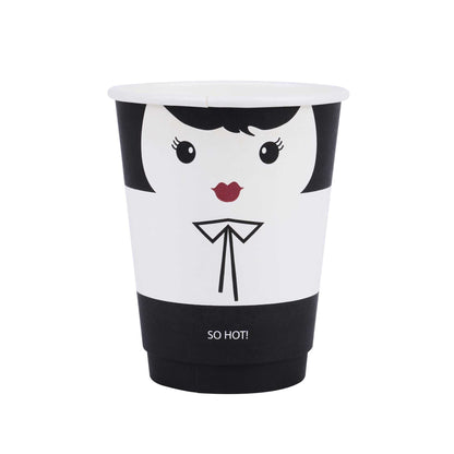 Restpresso 12 oz Madame Paper Coffee Cup - Double Wall - 3 1/2" x 3 1/2" x 4 1/4" - 500 count box