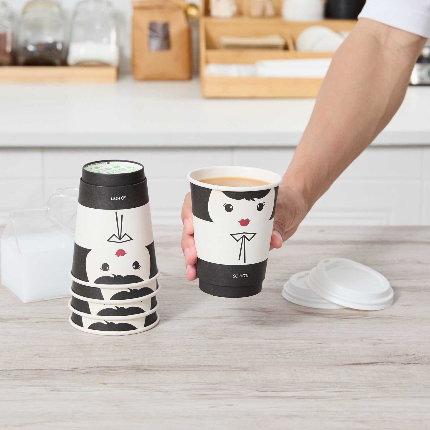 Restpresso 12 oz Madame Paper Coffee Cup - Double Wall - 3 1/2" x 3 1/2" x 4 1/4" - 500 count box