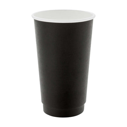 Restpresso 16 oz Black Paper Coffee Cup - Double Wall - 3 1/2" x 3 1/2" x 5 1/2" - 500 count box