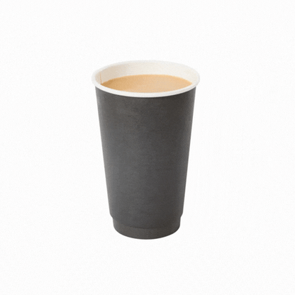 Restpresso 16 oz Black Paper Coffee Cup - Double Wall - 3 1/2" x 3 1/2" x 5 1/2" - 25 count box