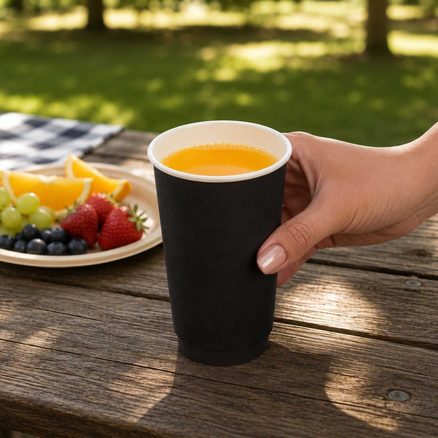 Restpresso 16 oz Black Paper Coffee Cup - Double Wall - 3 1/2" x 3 1/2" x 5 1/2" - 25 count box