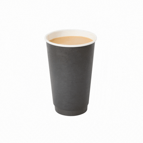 Restpresso 16 oz Black Paper Coffee Cup - Double Wall - 3 1/2" x 3 1/2" x 5 1/2" - 500 count box