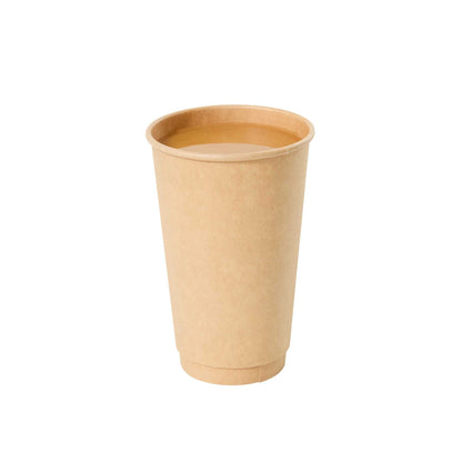 Restpresso 16 oz Kraft Paper Coffee Cup - Double Wall - 3 1/2" x 3 1/2" x 5 1/2" - 25 count box