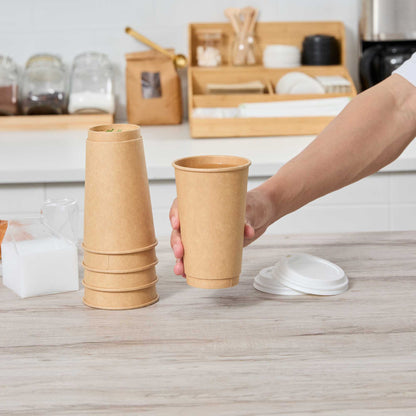 Restpresso 16 oz Kraft Paper Coffee Cup - Double Wall - 3 1/2" x 3 1/2" x 5 1/2" - 25 count box