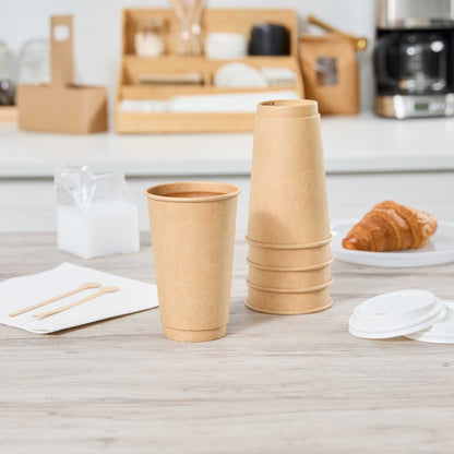Restpresso 16 oz Kraft Paper Coffee Cup - Double Wall - 3 1/2" x 3 1/2" x 5 1/2" - 500 count box