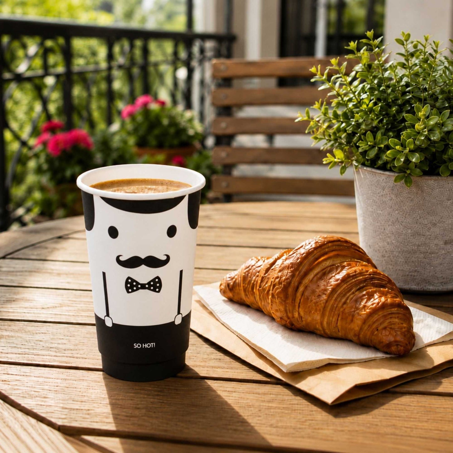 Restpresso 16 oz Monsieur Paper Coffee Cup - Double Wall - 3 1/2" x 3 1/2" x 5 1/2" - 500 count box