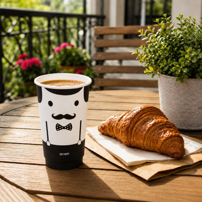 Restpresso 16 oz Monsieur Paper Coffee Cup - Double Wall - 3 1/2" x 3 1/2" x 5 1/2" - 500 count box