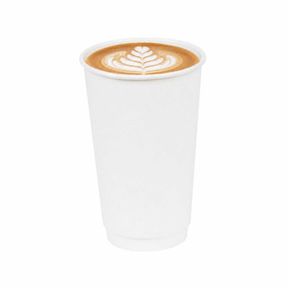 Restpresso 16 oz White Paper Coffee Cup - Double Wall - 3 1/2" x 3 1/2" x 5 1/2" - 500 count box