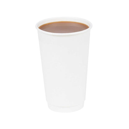 Restpresso 16 oz White Paper Coffee Cup - Double Wall - 3 1/2" x 3 1/2" x 5 1/2" - 25 count box
