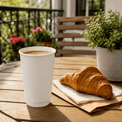 Restpresso 16 oz White Paper Coffee Cup - Double Wall - 3 1/2" x 3 1/2" x 5 1/2" - 500 count box