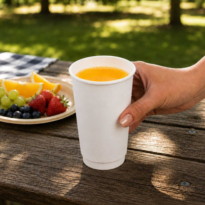 Restpresso 16 oz White Paper Coffee Cup - Double Wall - 3 1/2" x 3 1/2" x 5 1/2" - 500 count box