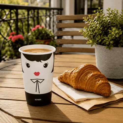 Restpresso 16 oz Madame Paper Coffee Cup - Double Wall - 3 1/2" x 3 1/2" x 5 1/2" - 25 count box